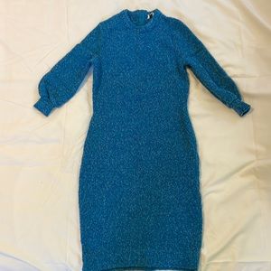 VINTAGE VTG Goldworm Fitted 3/4 Sleeve Sweater Knit Wiggle Dress